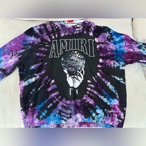 AMIRI Black and Purple Tie-Dye Sweatshirt